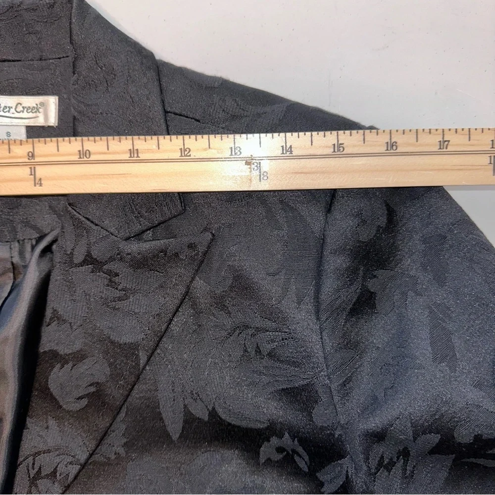Coldwater Creek Black On Black‎ Jacquard Blazer Sz 8 Jacket Floral Chic Office